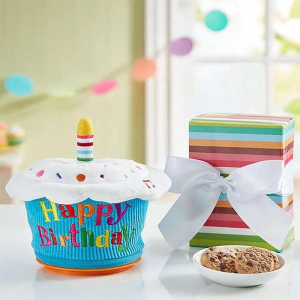 Animated Birthday Cupcake With Candy and Balloon