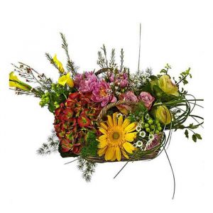 Basket of Colored Flowers