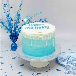 Baby Blue Ombre Drip Cake