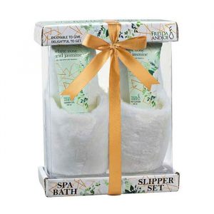 White Rose & Jasmine Bath And Body Spa Slippers Gift Set