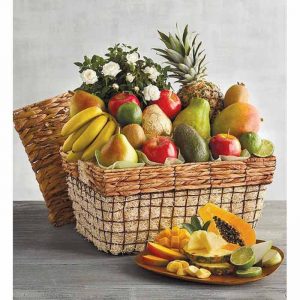 Flowers and Fruit Gift Basket