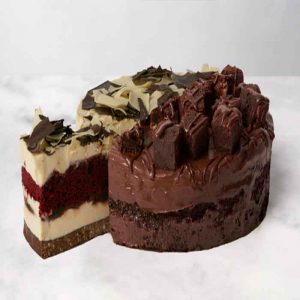 Red Velvet Cheesecake & Chocolate Brownie Fudge Cake