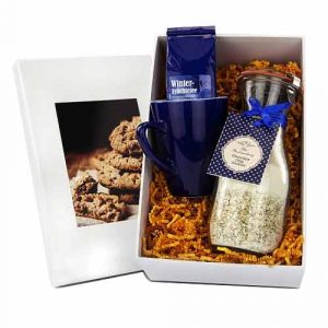 Vibrant Gift Combo of Cookie Mix in a Glass N Blue Cup