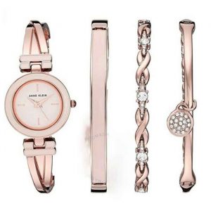 Quartz Glossy Blush Pink Dial Ladies Watch and Bracelet Set