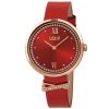 Quartz Red Dial Red Leather Ladies Watch