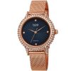 BurgiQuartz Diamond Blue Dial Ladies Watch