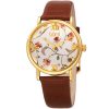 Quartz Beige Floral Print Dial Ladies Watch