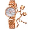 Quartz White Dial Rose Gold-tone Ladies Watch