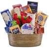 Delicious Gourmet Treats with Roses Gift Basket
