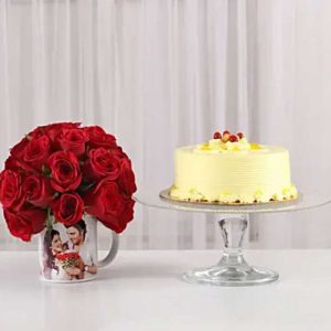 Butterscotch Cake & Forever With You Red Roses Combo