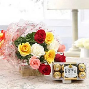 Mixed Roses And Rocher Combo