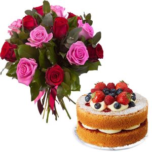 Vanilla Berry Delight Cake & Charming Roses