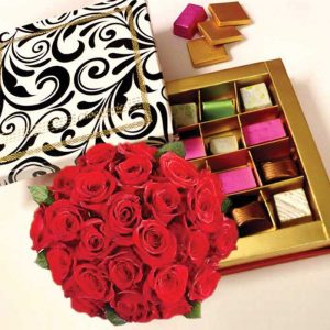 Belgian Chocolates with Imported Roses