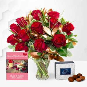 Luxury Red Roses with Card