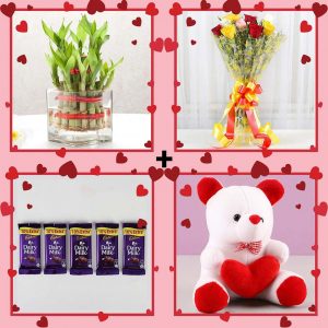 Lucky Bamboo Roses Love Combo