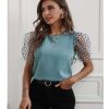 Dobby Mesh Puff Sleeve Blouse