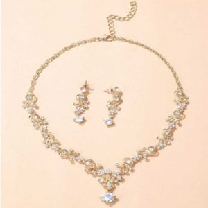 Rhinestone Decor Drop Earrings & Necklace