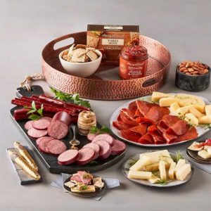 Hammered Metal Tray with Snacks for Him