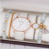 Round Pointer Quartz Watch & 4pcs Bracelet