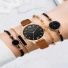 Round Pointer Quartz Watch & 4pcs Bracelet