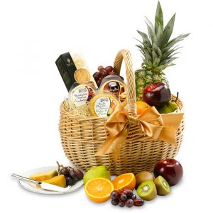 Fresh Fruit, Cheese & Biscuits Gift Basket