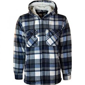 Mens Padded Shirts Lumberjack Collared Hooded Flannel Check Jacket Thick Quilted Work Wear Warm Thermal Fleece Fur Lined