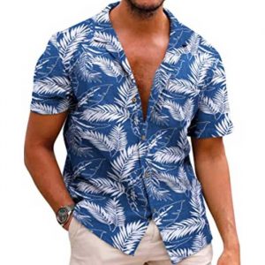 Hawaiian Floral Shirts Cotton Linen Button Down Tropical Holiday Beach Shirts
