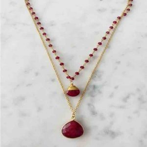 Jill Necklace Gold Ruby Chain With Ruby Pendant