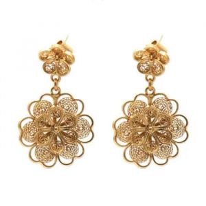 Novica Yellow Rose Gold Plated Filigree Flower Earrings