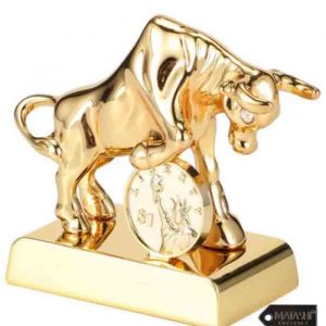 Crystal Studded Ox/bull Figurine With Coin Ornament