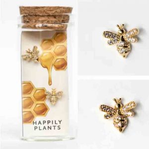 Honey Bee Earring Stud Cubic Zirconia 14k Gold