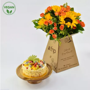 Vegan Fruit Cake and Flowers