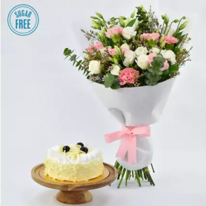 Sugar Free White Forest Cake and Flowers