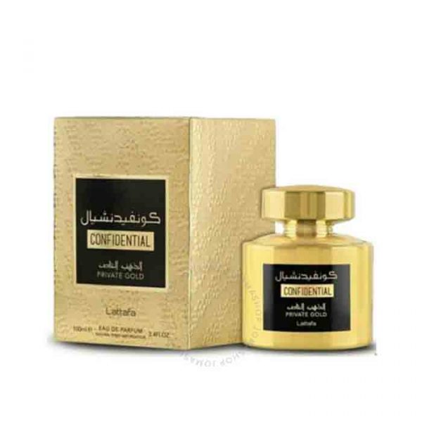 Lattafa Unisex Confidential Private Gold EDP Spray 3.38 oz Fragrances