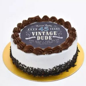 Vintage Dude Birthday Cake for Husband 4 Portion