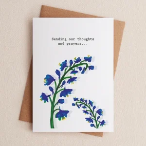 Our Thoughts Delphinium Sympathy Greeting Card