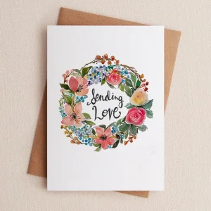 Sending Love Floral Wreath Sympathy Greeting Card