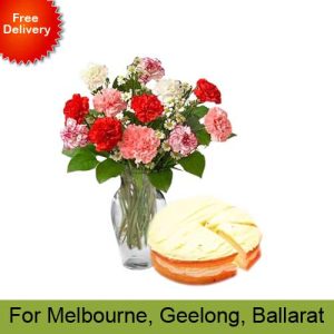 Mix Carnations with Passionfruit Iced Cake